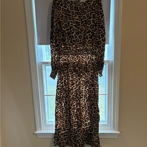 LOFT Animal Print Long Sleeve Dress